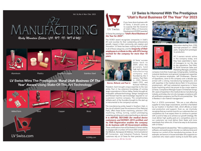 Read more about the article LV Swiss Wins The Prestigious “Rural Utah Business Of The Year Award” using State-of-The-Art Technology!